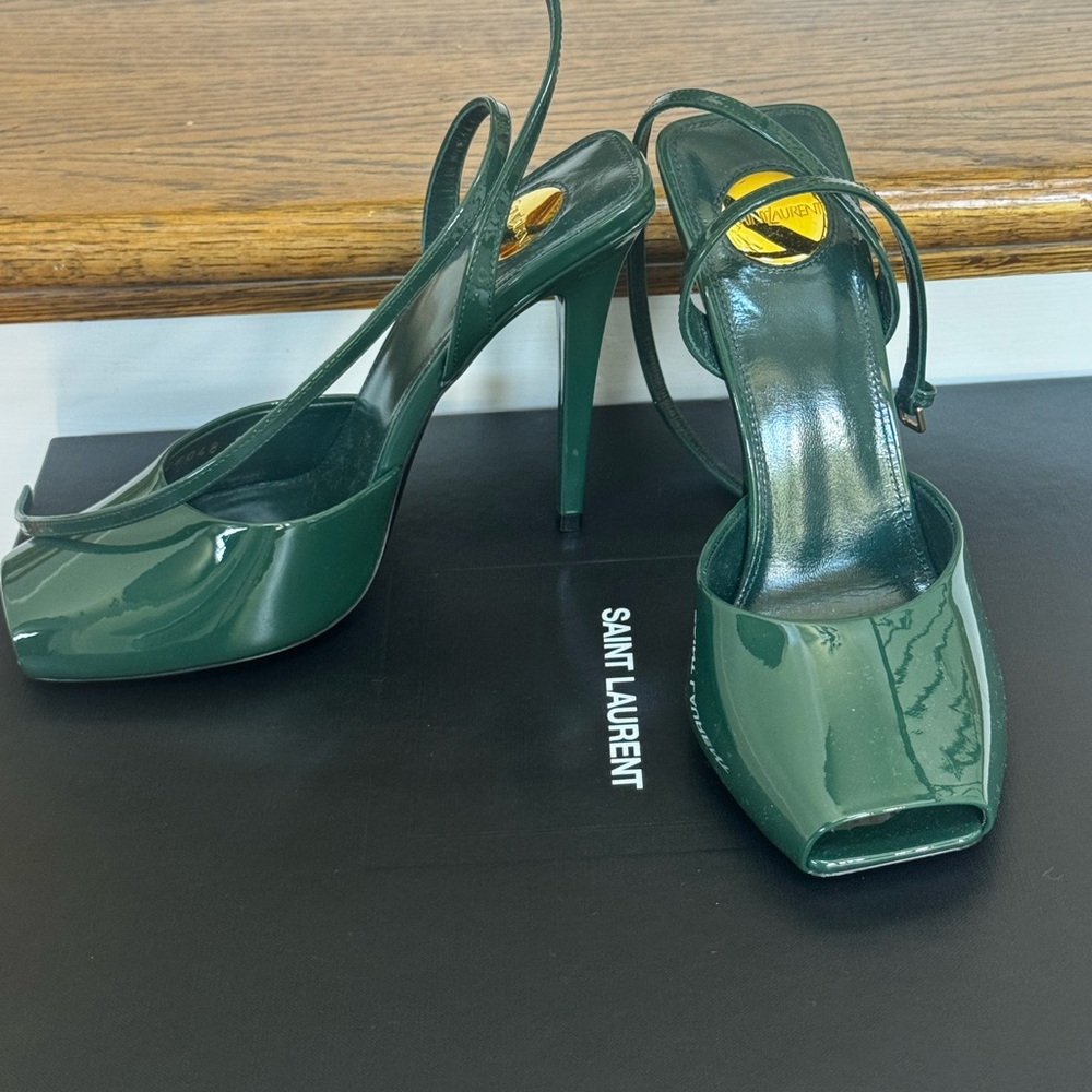 Saint Laurent Dark Green Platform Heels